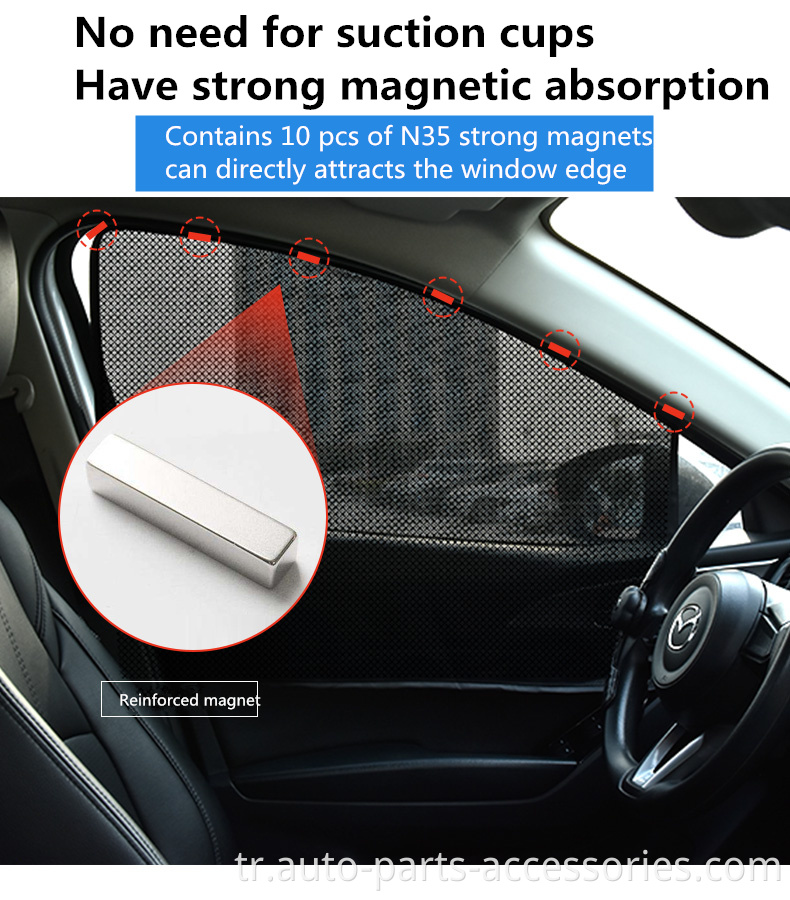 Yeni özelleştirilmiş tasarım polyester örgü manyetik en iyi yüksek kaliteli güneşlik arabası